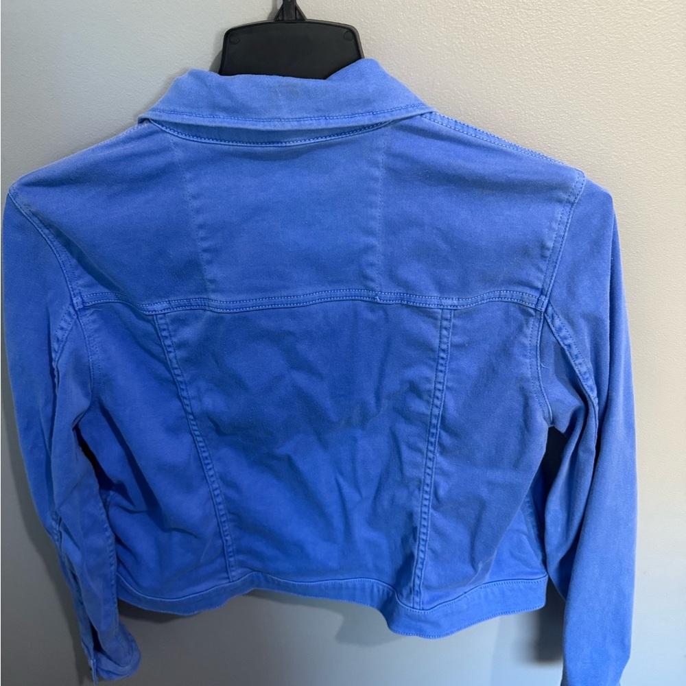 Michael Kors Denim Jean Jacket Light Blue Wash With Gold-tone MK Logo Buttons XL - Picture 4 of 5